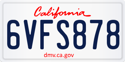 CA license plate 6VFS878