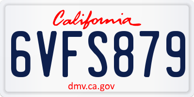 CA license plate 6VFS879