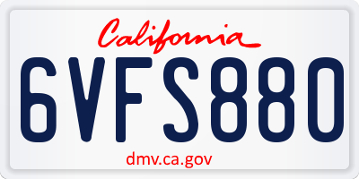 CA license plate 6VFS880