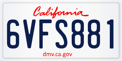 CA license plate 6VFS881