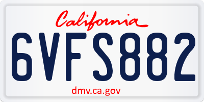 CA license plate 6VFS882