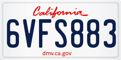 CA license plate 6VFS883