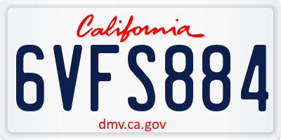 CA license plate 6VFS884