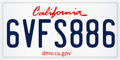 CA license plate 6VFS886