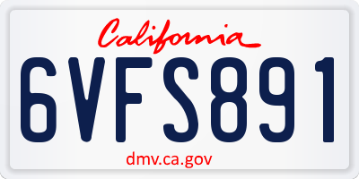 CA license plate 6VFS891