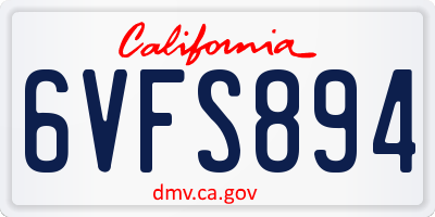 CA license plate 6VFS894