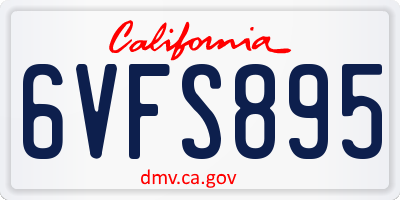 CA license plate 6VFS895