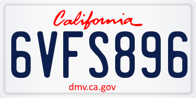 CA license plate 6VFS896