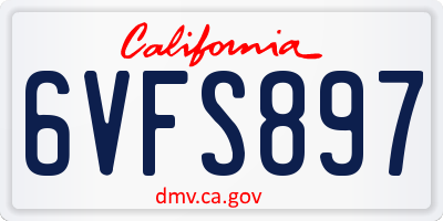 CA license plate 6VFS897