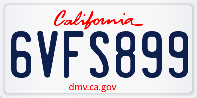 CA license plate 6VFS899