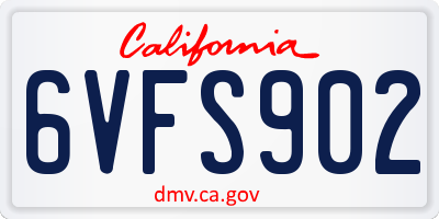 CA license plate 6VFS902