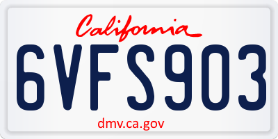 CA license plate 6VFS903