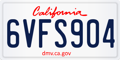 CA license plate 6VFS904