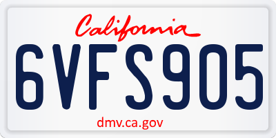 CA license plate 6VFS905