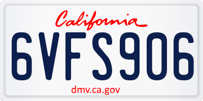 CA license plate 6VFS906
