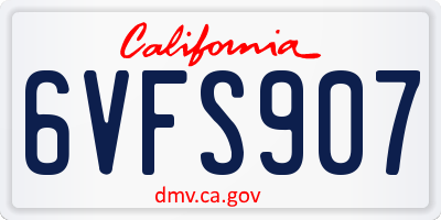 CA license plate 6VFS907