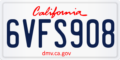 CA license plate 6VFS908