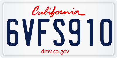 CA license plate 6VFS910