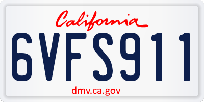 CA license plate 6VFS911