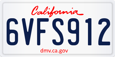 CA license plate 6VFS912