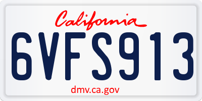 CA license plate 6VFS913