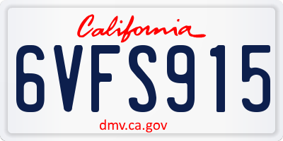 CA license plate 6VFS915