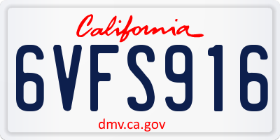 CA license plate 6VFS916