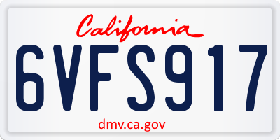 CA license plate 6VFS917