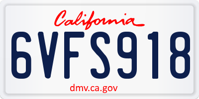 CA license plate 6VFS918