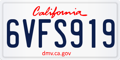 CA license plate 6VFS919