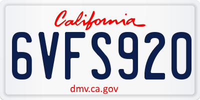 CA license plate 6VFS920