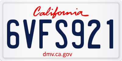 CA license plate 6VFS921