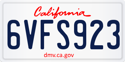 CA license plate 6VFS923