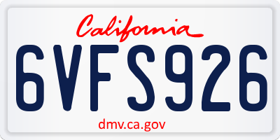 CA license plate 6VFS926