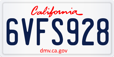CA license plate 6VFS928