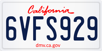 CA license plate 6VFS929