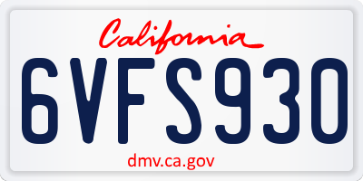 CA license plate 6VFS930