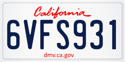 CA license plate 6VFS931