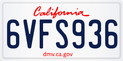CA license plate 6VFS936