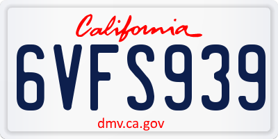 CA license plate 6VFS939
