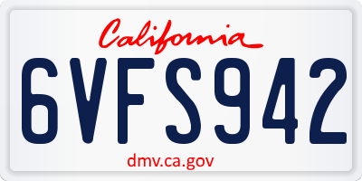 CA license plate 6VFS942