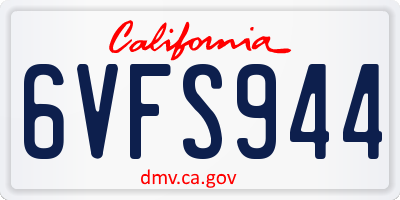CA license plate 6VFS944