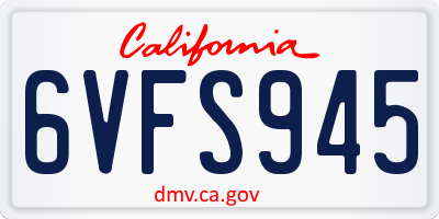 CA license plate 6VFS945