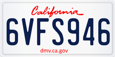 CA license plate 6VFS946