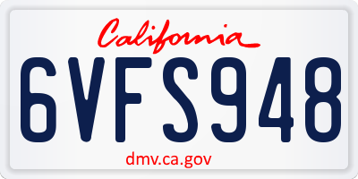 CA license plate 6VFS948