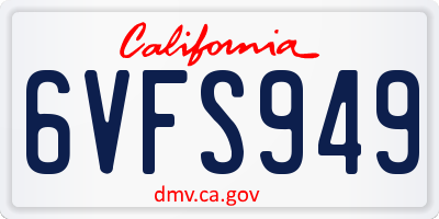 CA license plate 6VFS949