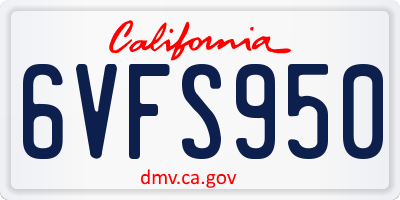 CA license plate 6VFS950