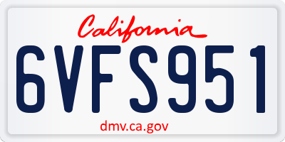 CA license plate 6VFS951