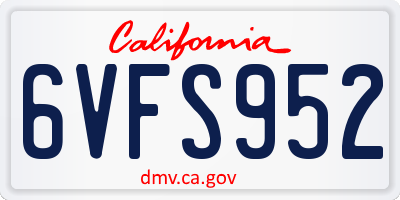 CA license plate 6VFS952