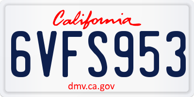 CA license plate 6VFS953